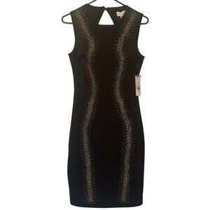 NWT Bisou Bisou mini cocktail dress, black w/ goldtone studs, sz 2